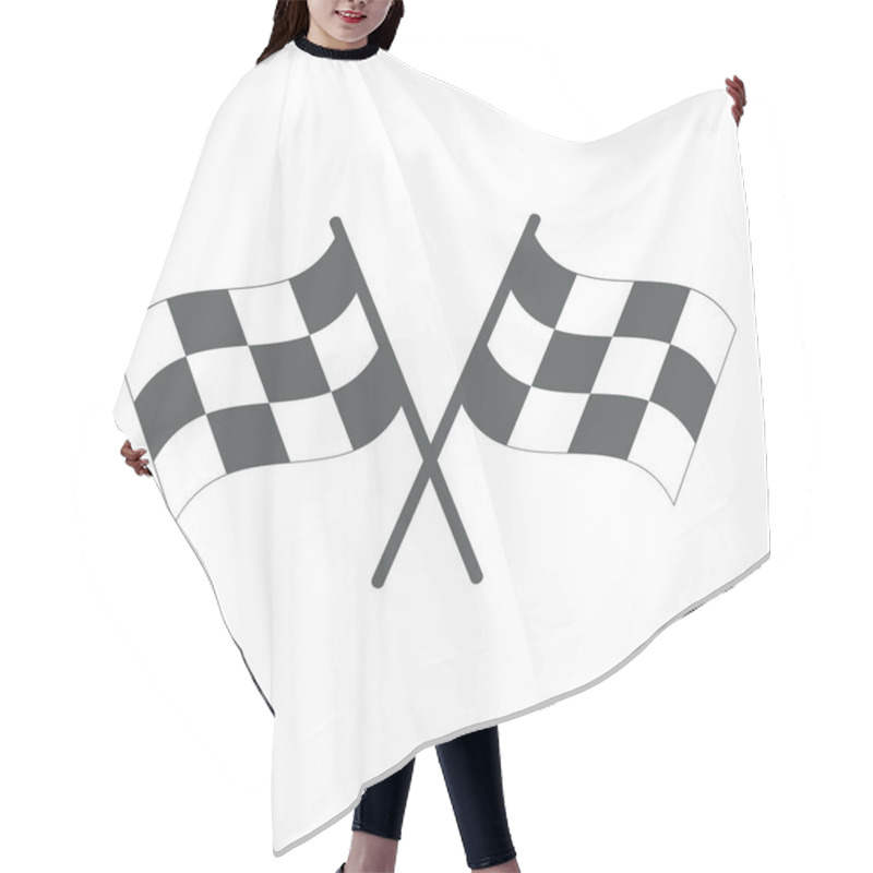 Personality  Crossed Checkered Flags. Finish User Interface Race Icon Hair Cutting Cape