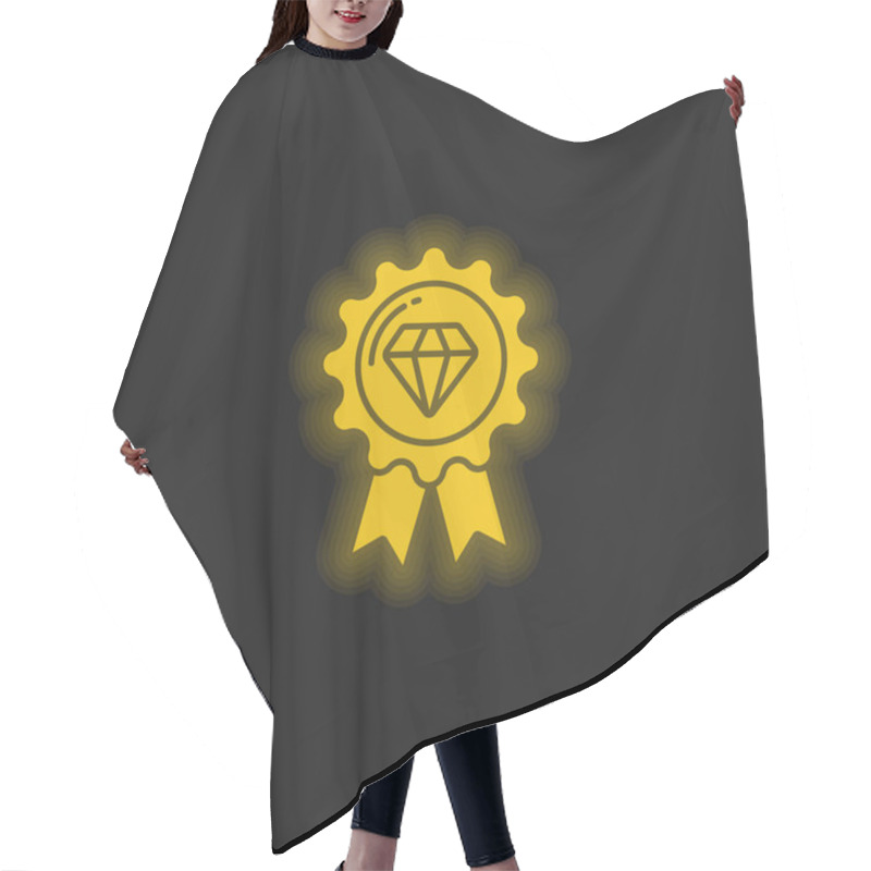 Personality  Badge Yellow Glowing Neon Icon Hair Cutting Cape