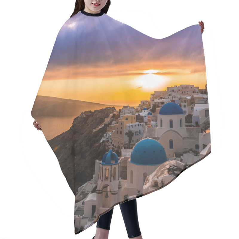 Personality  Sunset At Oia In Santorini, Cyclades In Greece Hair Cutting Cape