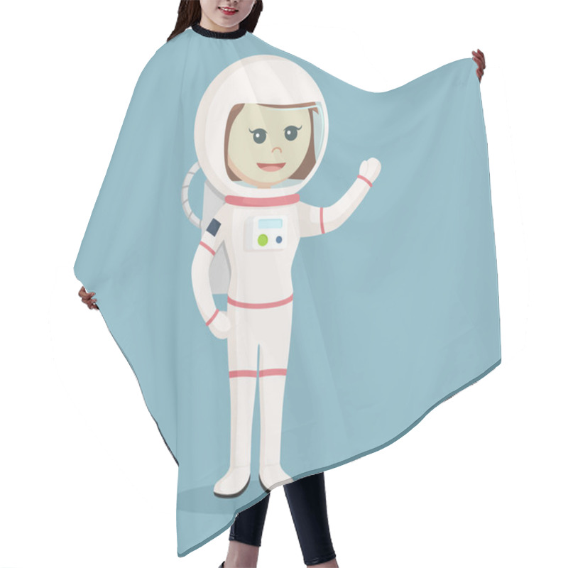 Personality  Astronaut Girl Giving Greeting Hair Cutting Cape