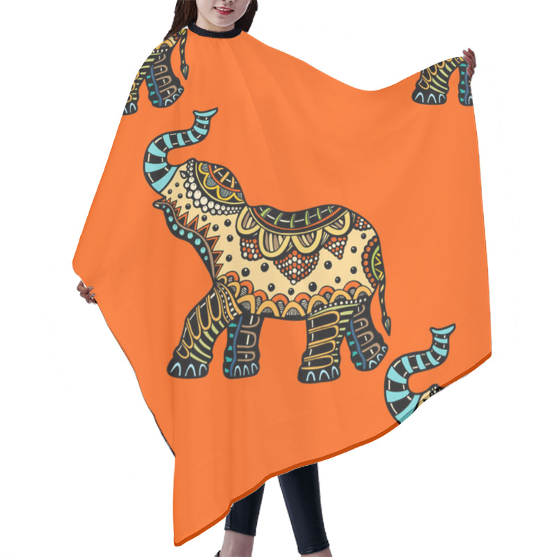 Personality  Hand Drawn Ethnic Elephant Hair Cutting Cape