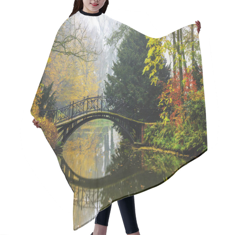 Personality  Scenic View Of Misty Autumn Landscape With Beautiful Old Bridge  Hair Cutting Cape