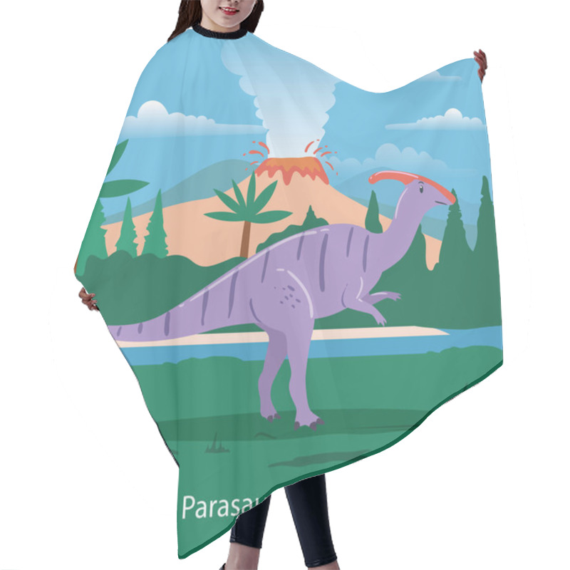 Personality   Parasaurolophus Prehistoric Animal Vector Illustration Hair Cutting Cape