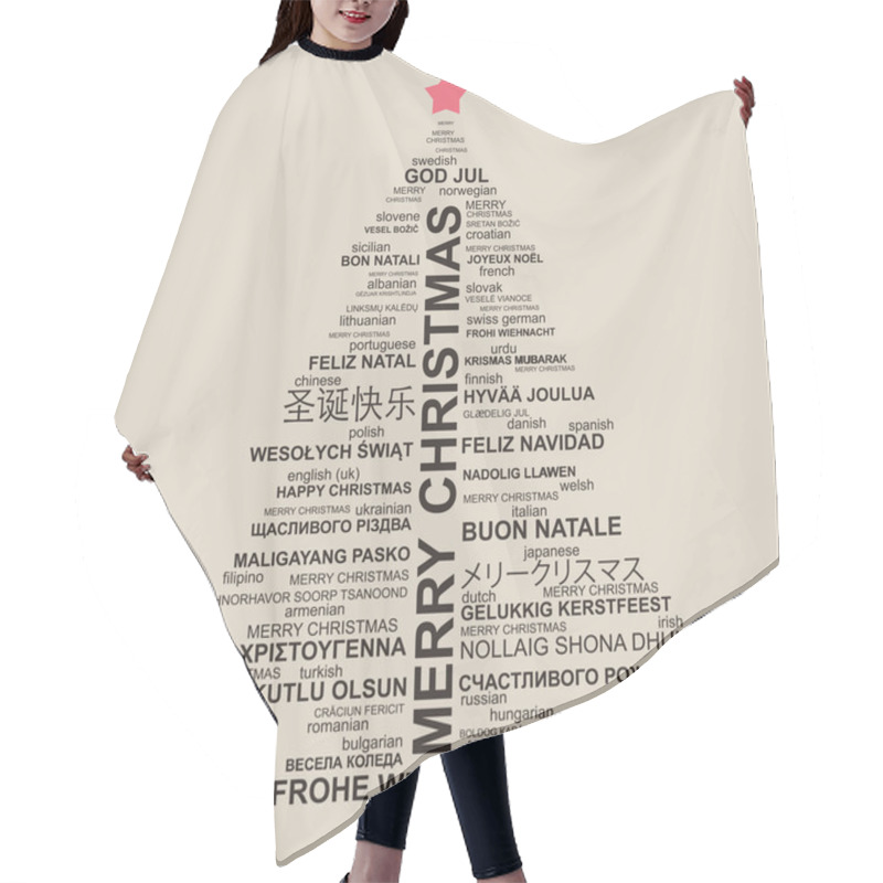 Personality  Christmas Tree Shape From Letters Hair Cutting Cape