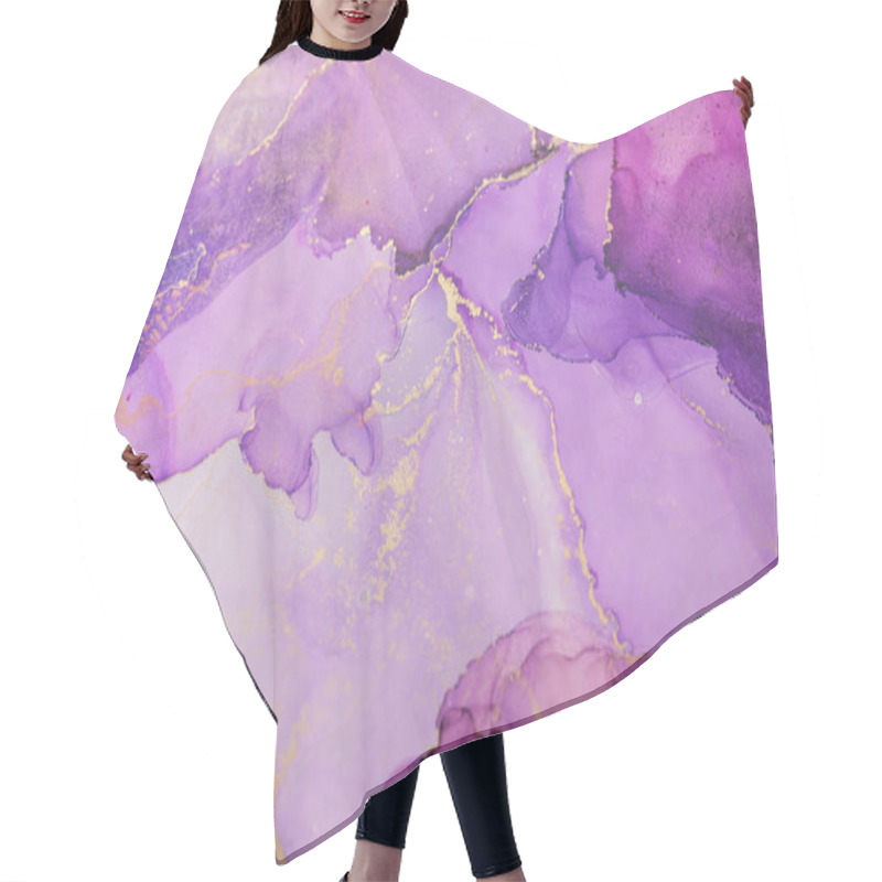 Personality  The Artwork Displays Flowing Layers Of Lavender And Purple Hues Blended Together, Enhanced By Fine Gold Lines Adding Depth And Elegance To The Design. Hair Cutting Cape