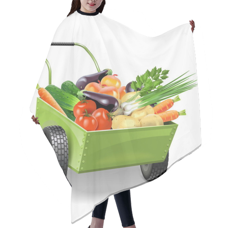 Personality  Vector Wheelbarrow With Vegetables Hair Cutting Cape