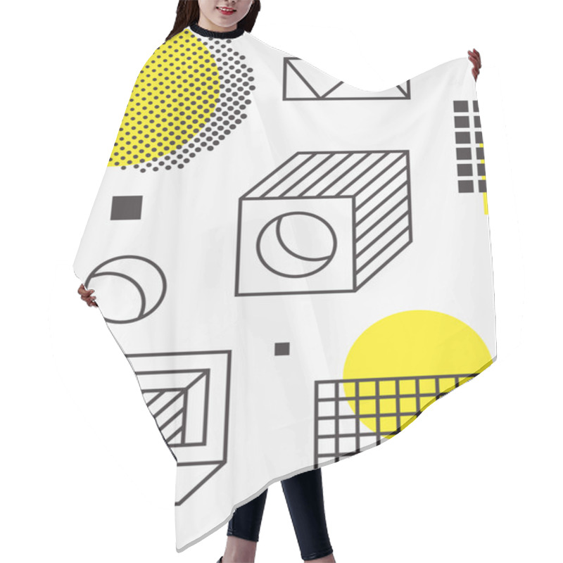 Personality  Universal Trend Poster. Linear Geometric Shapes Set With Halftone Elements Hair Cutting Cape