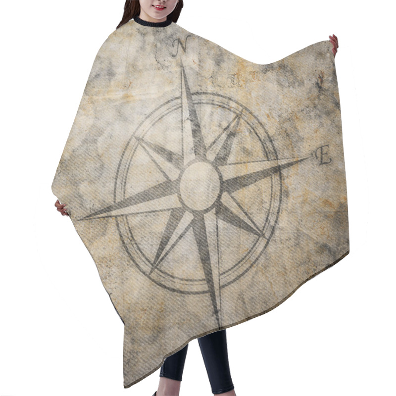 Personality  Old Compass On Paper Background Hair Cutting Cape