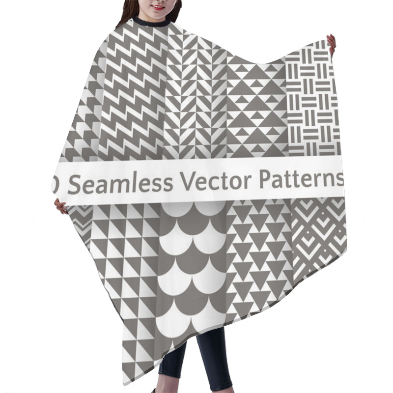 Personality  Fashionable Geometric Seamless Pattern Set. Vector Illustration Hair Cutting Cape