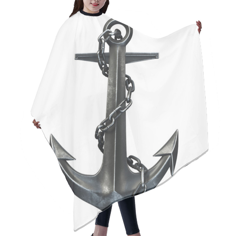 Personality  Black Iron Anchor On Black Background. 3d Render Hair Cutting Cape