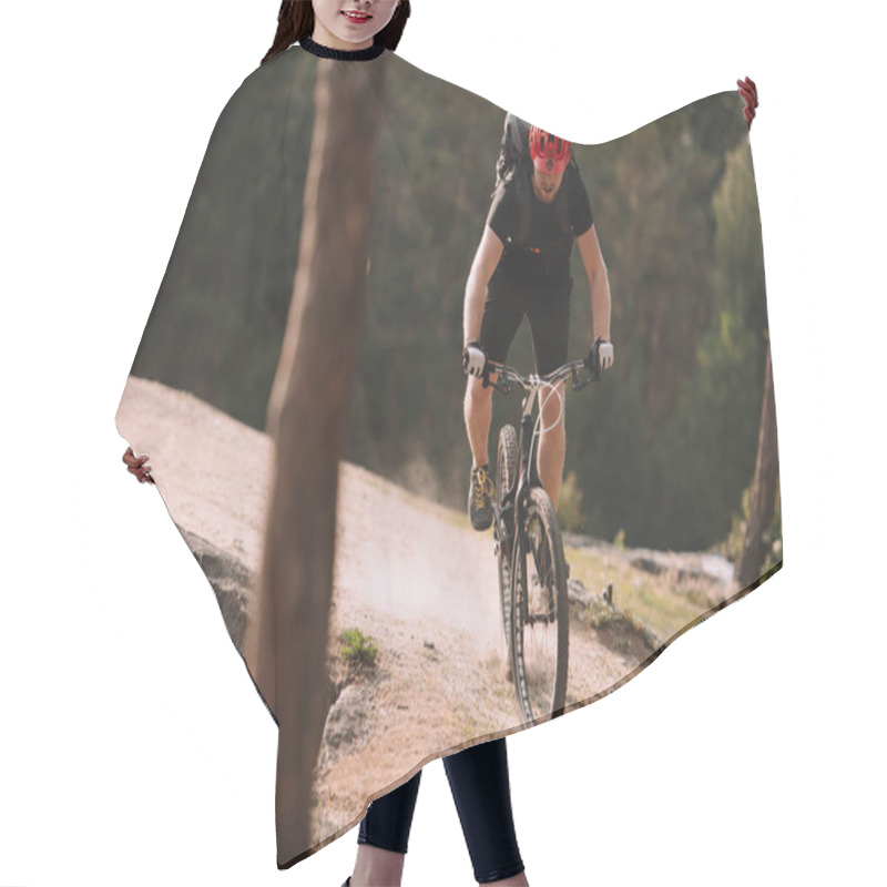 Personality  Trial Biker Riding On Rocky Clifff Outdoors Hair Cutting Cape