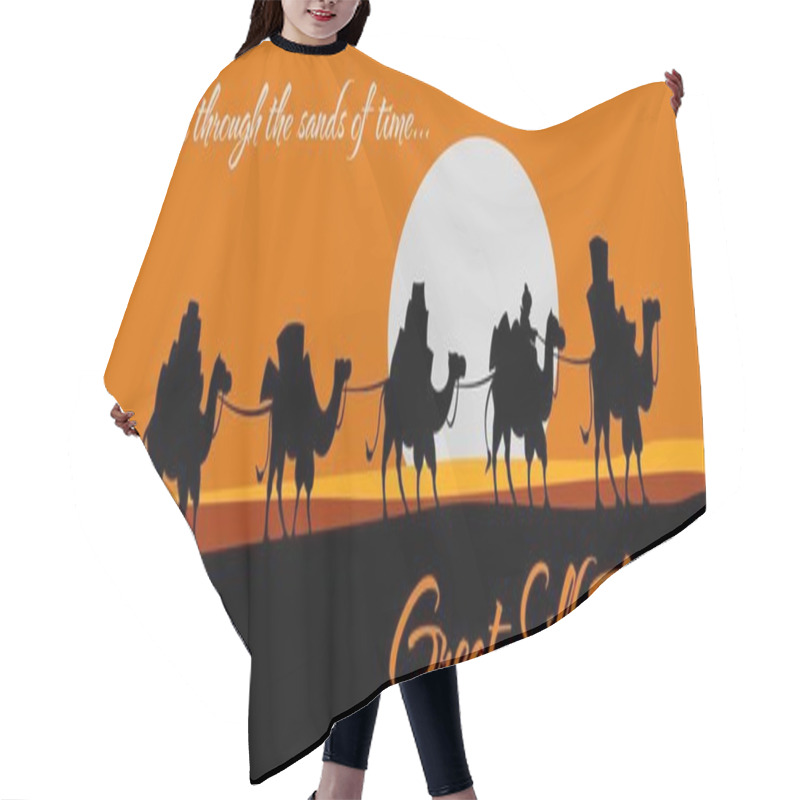 Personality  Camel Caravan On Great Silk Road In Desert Hair Cutting Cape