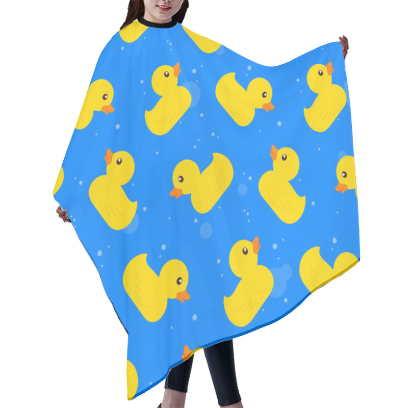 Personality  Seamless Background Pattern Of Yellow Rubber Ducks Hair Cutting Cape