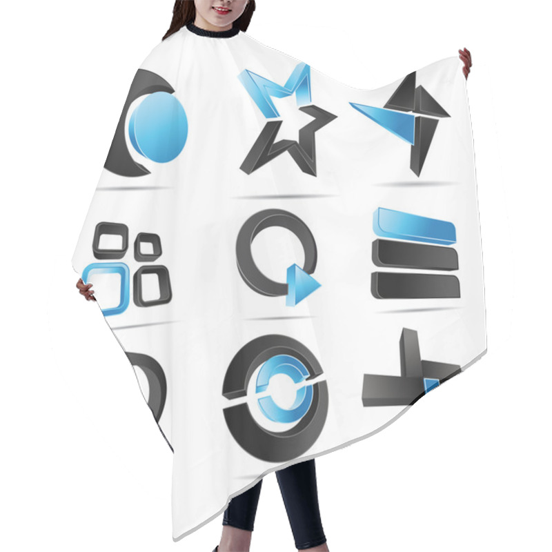 Personality  3D Vector Logo Forms Hair Cutting Cape