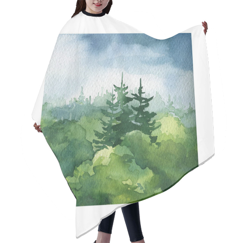 Personality  Watercolor Illustrations Landscape, Abstract Nature Background. High Quality Illustration Hair Cutting Cape