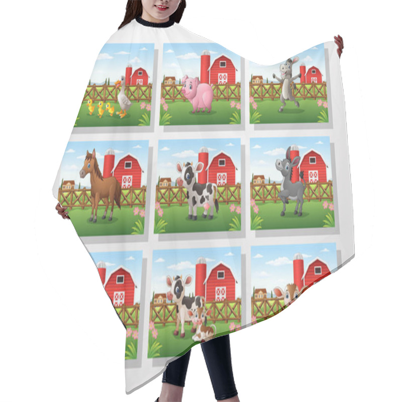 Personality  Cartoon Animal In The Farm Background Colelctions Set Hair Cutting Cape