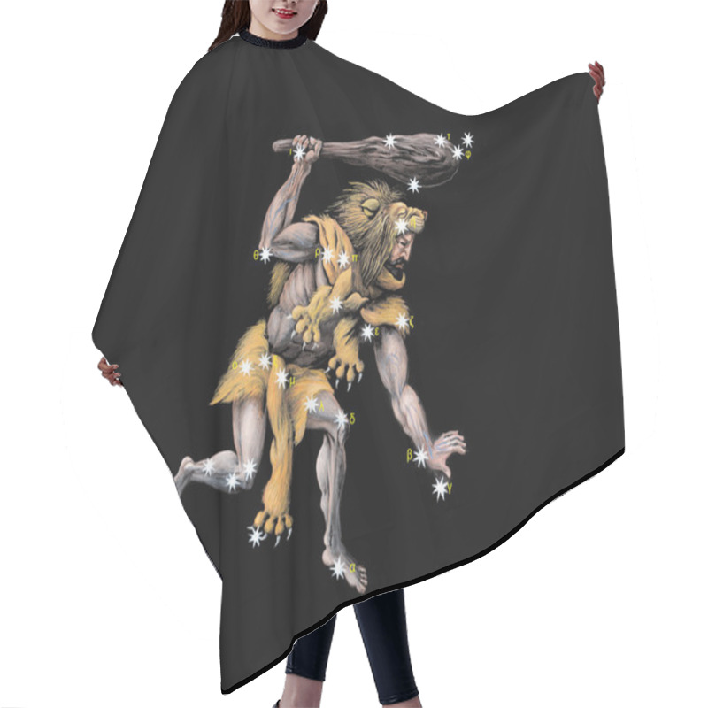 Personality  Constellation The Hercules The Warrior. Hand Drawing. Hair Cutting Cape