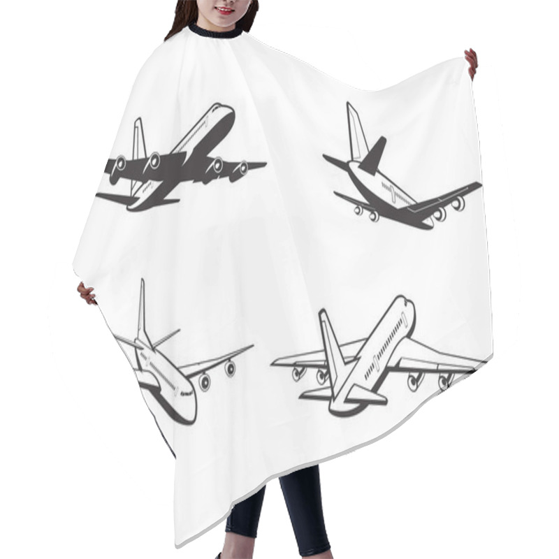 Personality  Passenger Airplane In Flight  Vector Illustration Hair Cutting Cape