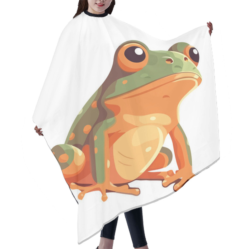 Personality  Cute Green Toad Sitting Illustration Isolated Hair Cutting Cape