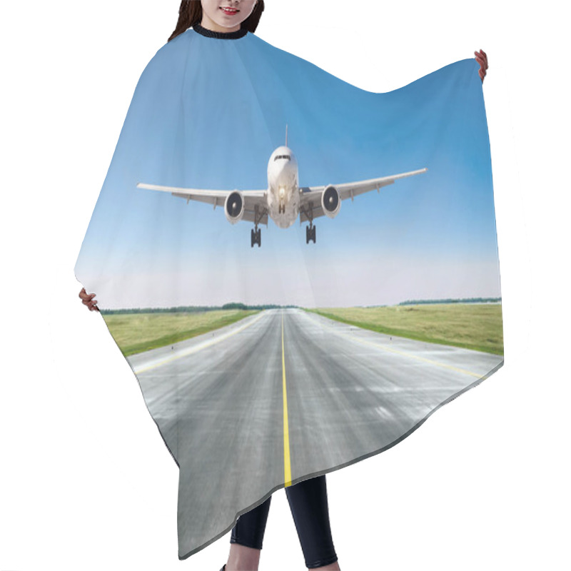 Personality  Airplane Aircraft Flying Departure After Flight, Landing On A Runway In The Good Weather Clear Sky Day Hair Cutting Cape