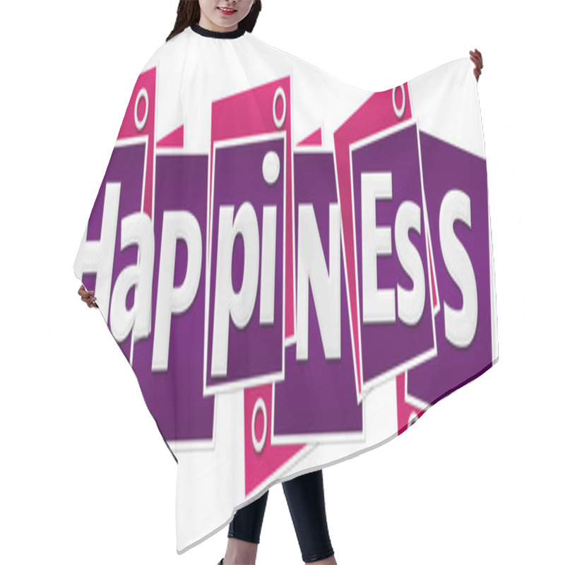 Personality  Happiness Text Written Over Pink Purple Background. Hair Cutting Cape