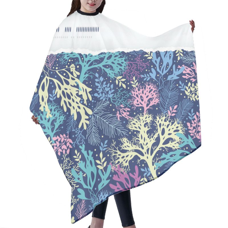 Personality  Underwater Seaweed Horizontal Torn Seamless Pattern Background Hair Cutting Cape