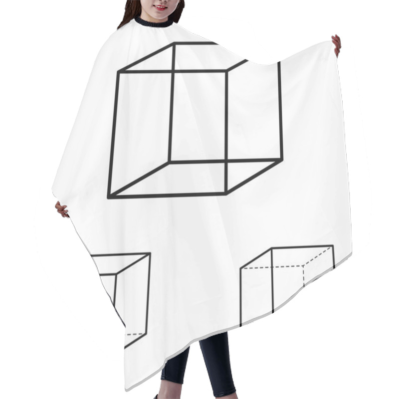 Personality  Necker Cube Optical Illusion Hair Cutting Cape