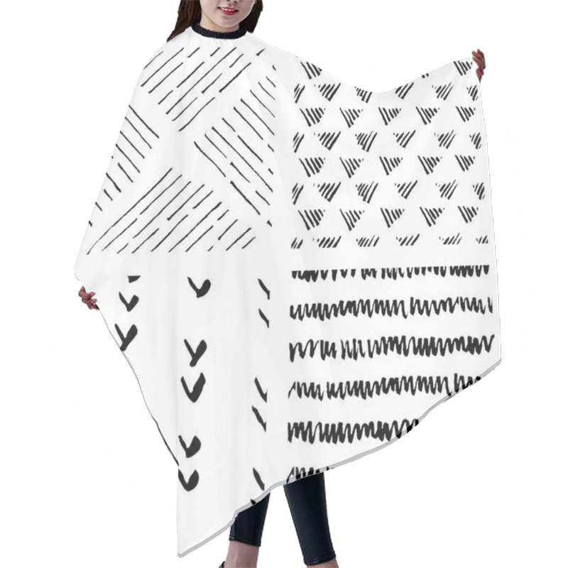 Personality  Seamless Hand Drawn Ink Patterns Hair Cutting Cape