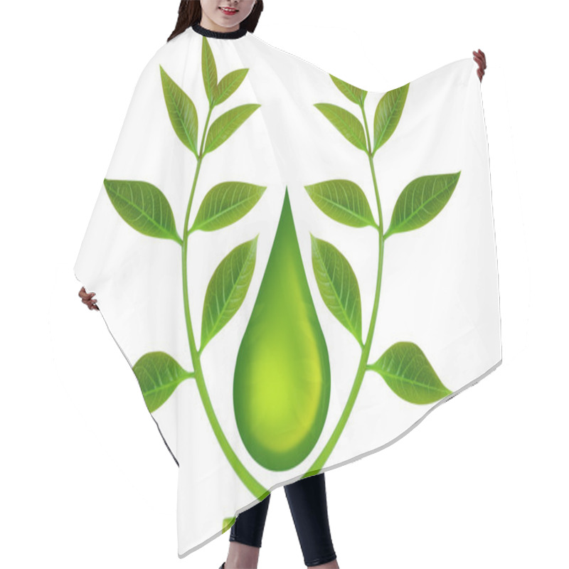 Personality  Green Leaf And Water Drop Hair Cutting Cape