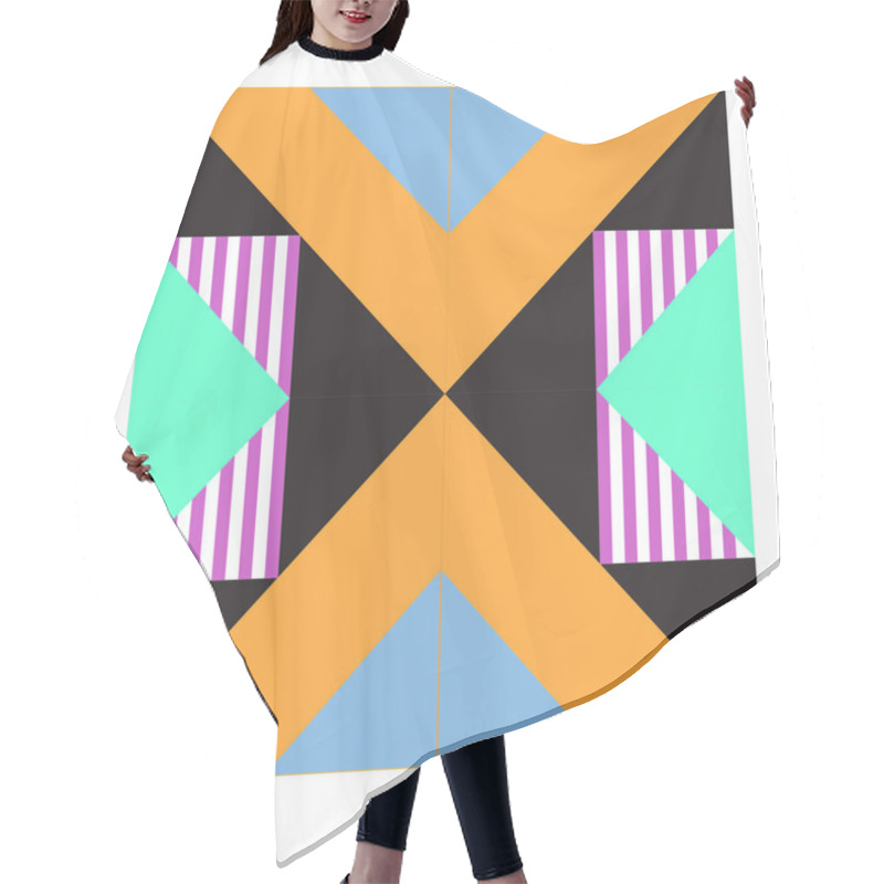 Personality  Trendy Geometric Kaleidoscope Elements Memphis Greeting Cards Design. Retro Style Texture, Pattern And Elements. Modern Abstract Design Poster And Cover Template Hair Cutting Cape