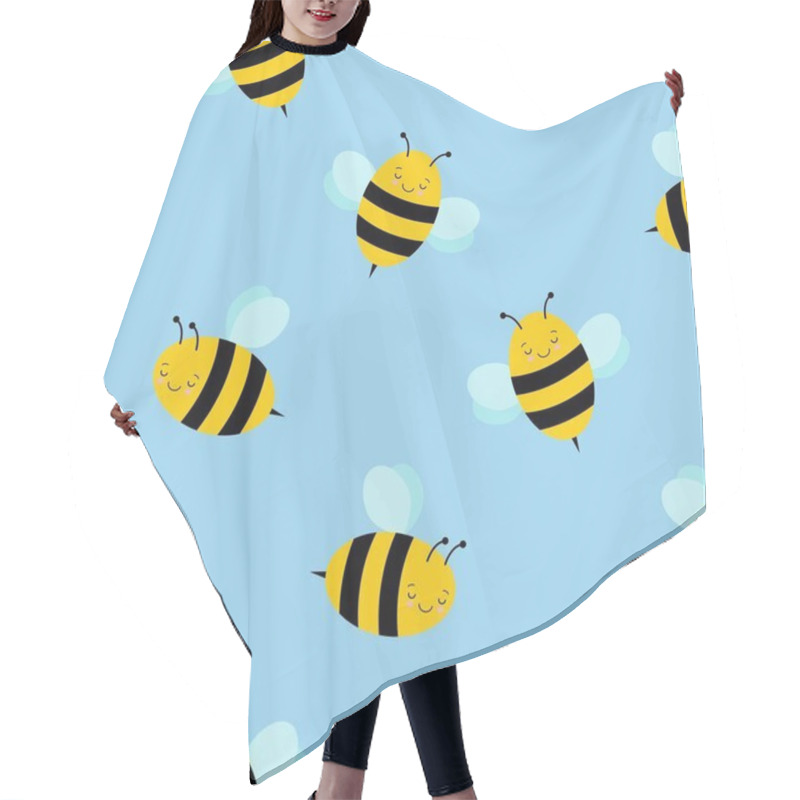 Personality  Seamless Vector Pattern With Cute Cartoon Bees Kawaii Style Hair Cutting Cape