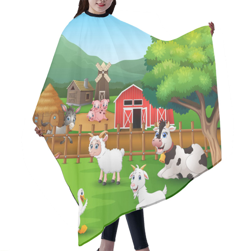 Personality  Farm Scenes With Different Animals In The Farmyard Hair Cutting Cape