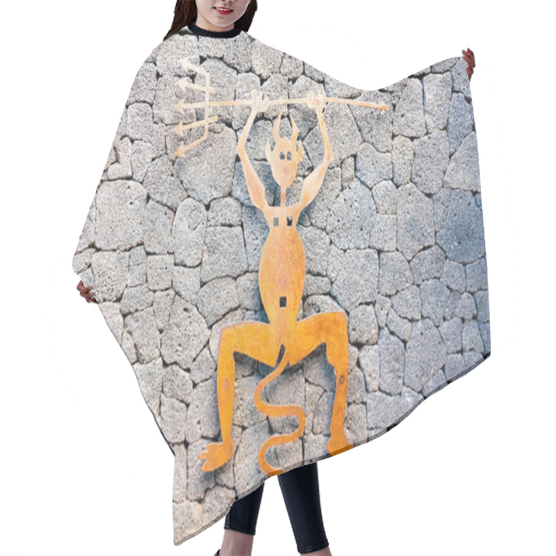 Personality  Timanfaya Devil - Made Of Oxidized Iron A Symbol Of Timanfaya National Park, Lanzarote, Canary Islands, Spain. Hair Cutting Cape