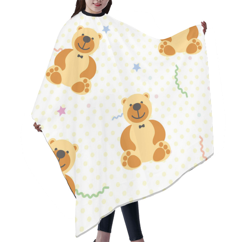 Personality  Vector Seamless Pattern With Toy Bears Hair Cutting Cape