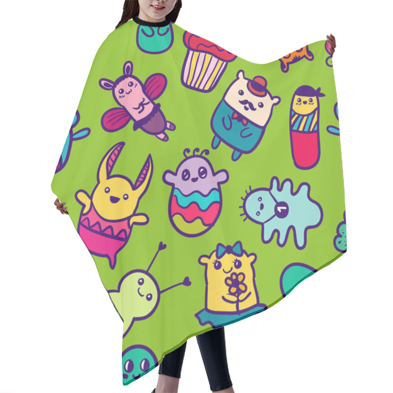 Personality  Doodle Vector Illustration Hair Cutting Cape