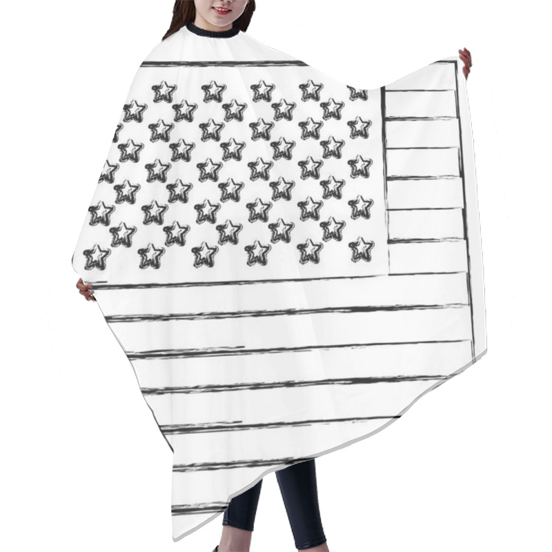 Personality  Monochrome Sketch Of Flag The United States In Closeup Hair Cutting Cape