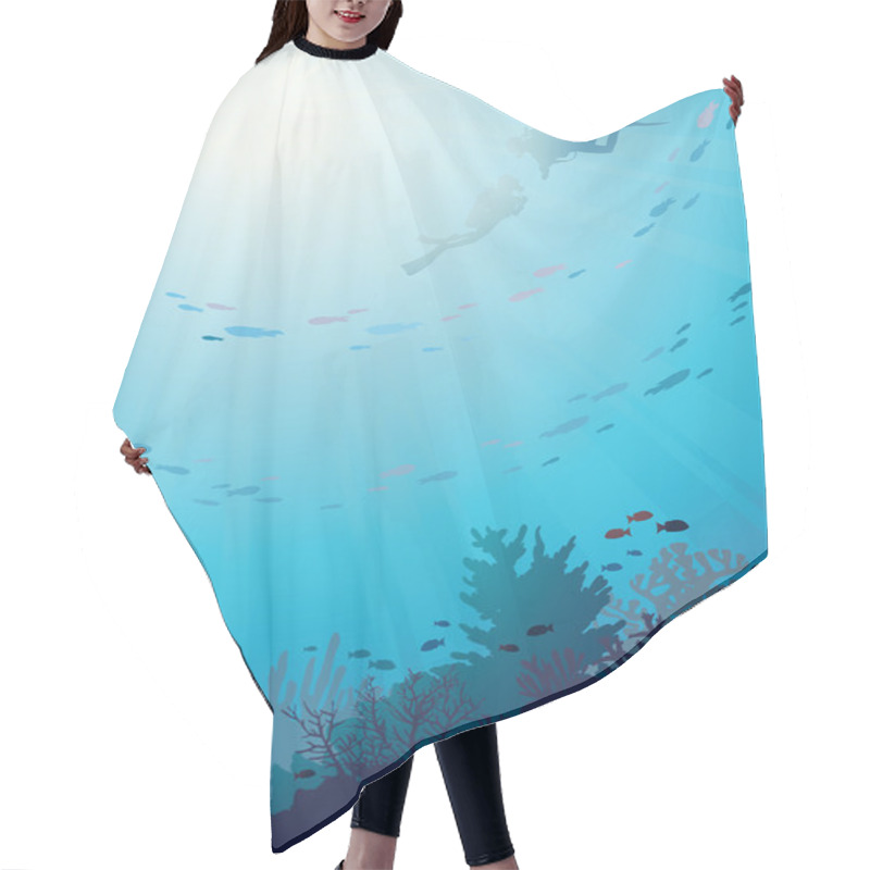 Personality  Underwater - Coral Reef And Divers. Hair Cutting Cape