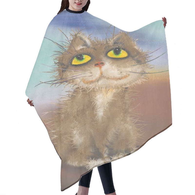 Personality  The Portrait Of Brown Cat Hair Cutting Cape