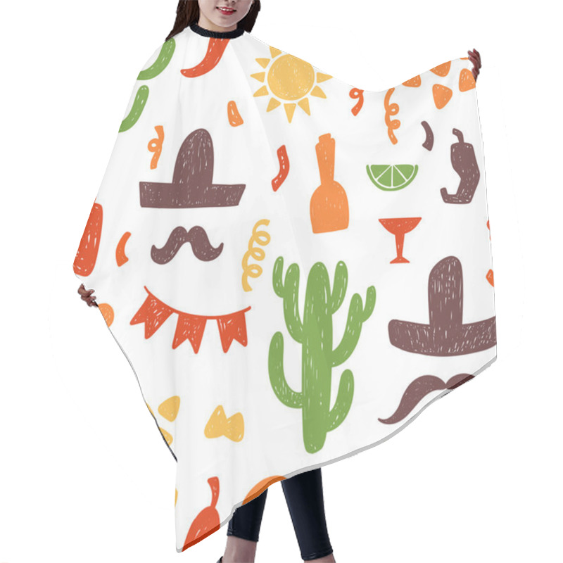 Personality  Pattern With Mexican Festive Symbols Hair Cutting Cape