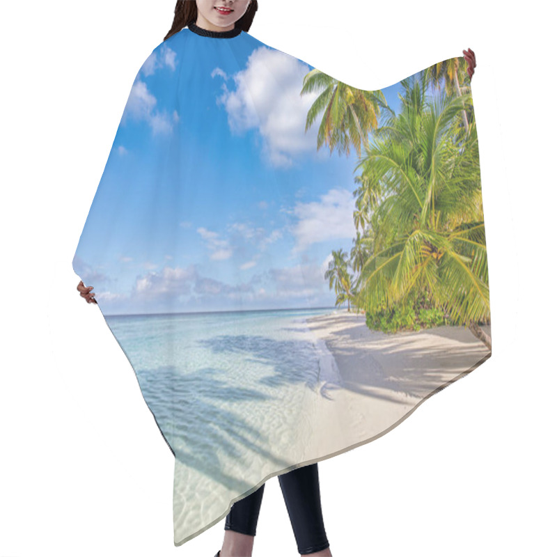 Personality  Summer Travel Background. Exotic Tropical Beach Island, Paradise Coast. Palm Trees White Sand, Amazing Sky Ocean Lagoon. Fantastic Beautiful Nature Panorama, Sunny Day Idyllic Inspirational Vacation Hair Cutting Cape