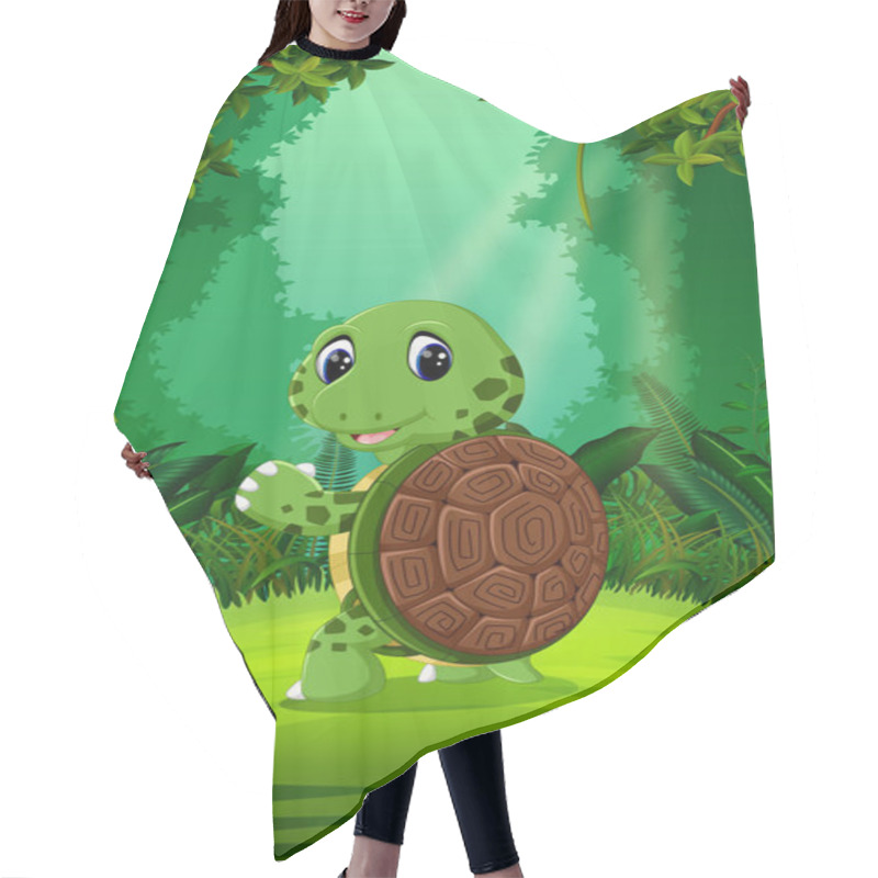 Personality  Turtle In The Clear And Green Forest Hair Cutting Cape