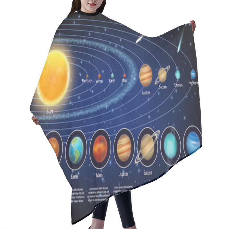 Personality  Solar System Planets Set, Vector Realistic Illustration Hair Cutting Cape