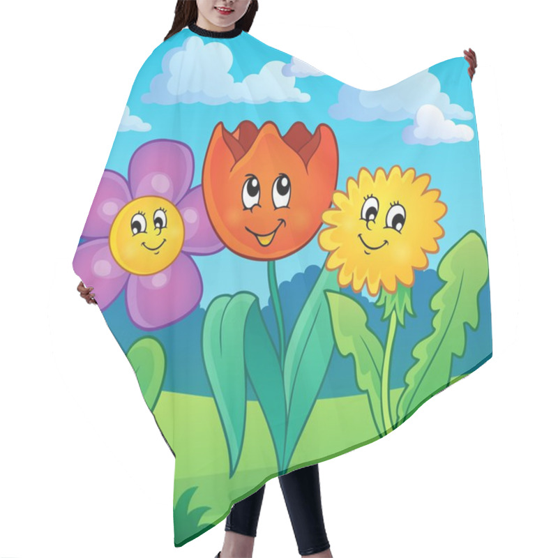 Personality  Flowers On Meadow Theme 1 Hair Cutting Cape