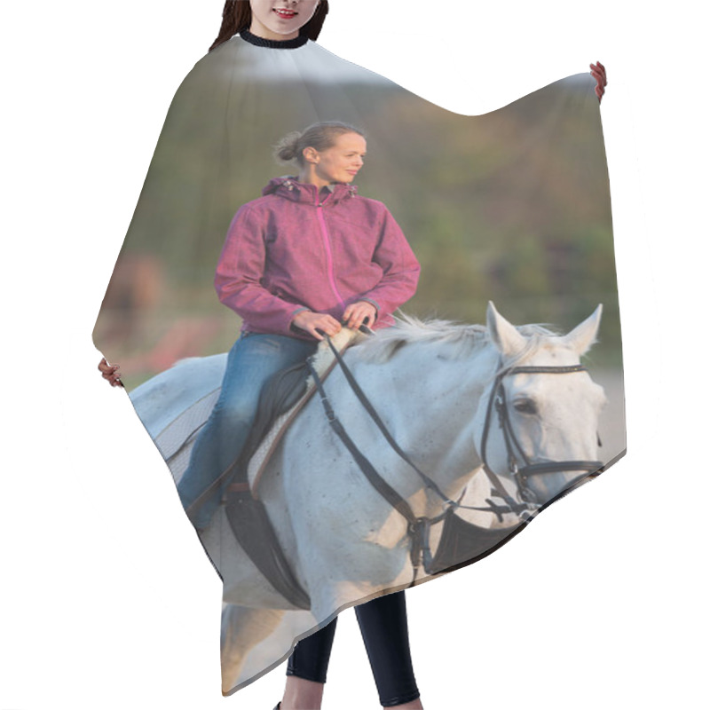 Personality   Horseback Rider, Woman Riding A Horse Hair Cutting Cape