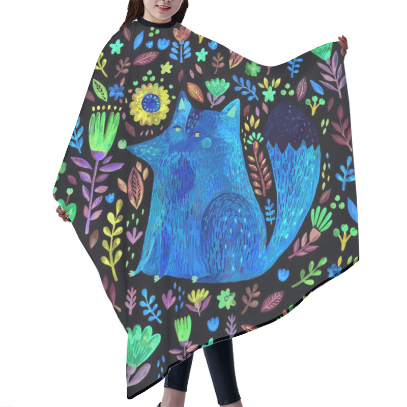 Personality  Cute Fox And Flowers Hair Cutting Cape