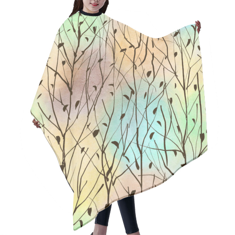 Personality  Seamless Pattern With Tree Branches In Winter. Hand-drawn Illustration.  Hair Cutting Cape