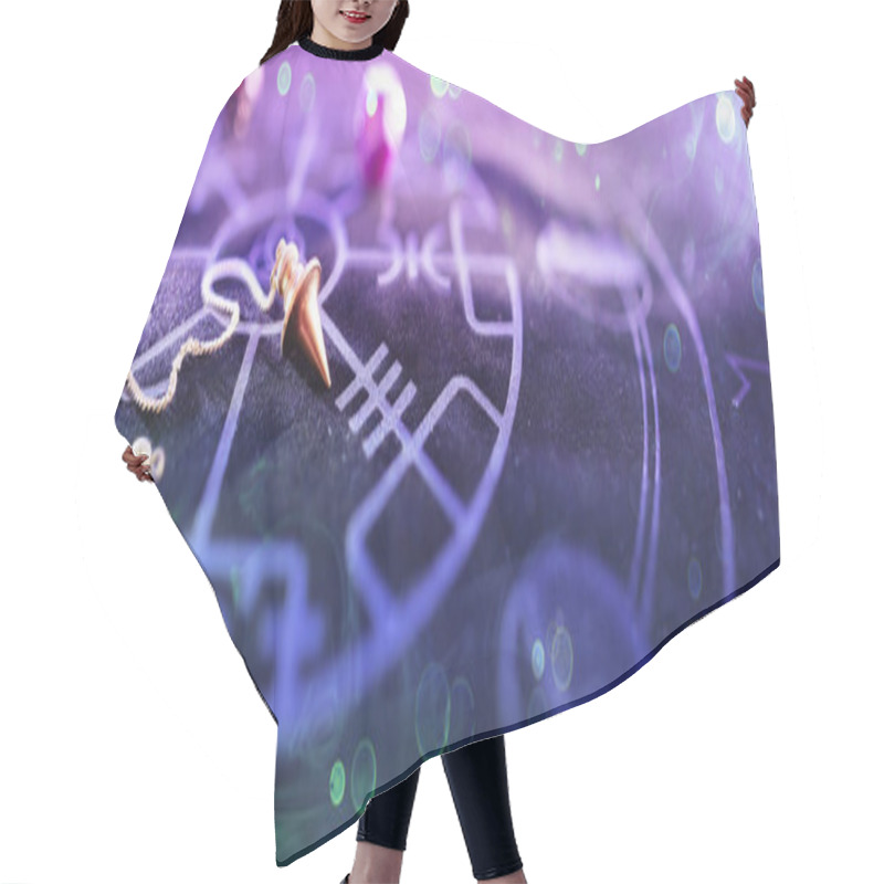 Personality  Esoteric Concept - Pendulum On Blurred Altar With Smoke And Bokeh  Hair Cutting Cape