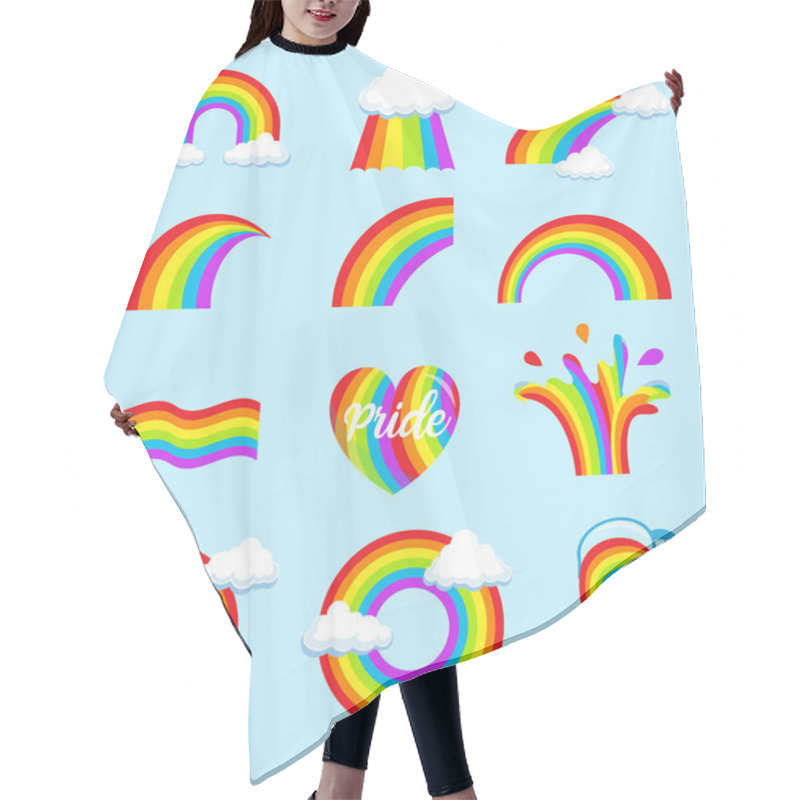 Personality  LGBT Rainbow Flag, Symbols Different Shapes Icons Set Hair Cutting Cape