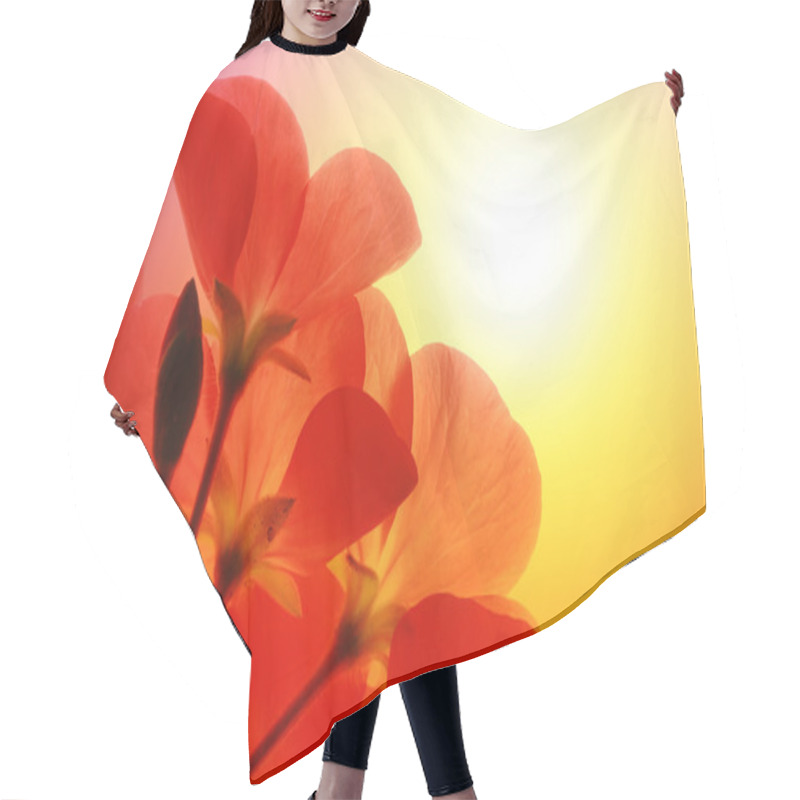 Personality  Red Flowers Over Sunshine Background Hair Cutting Cape