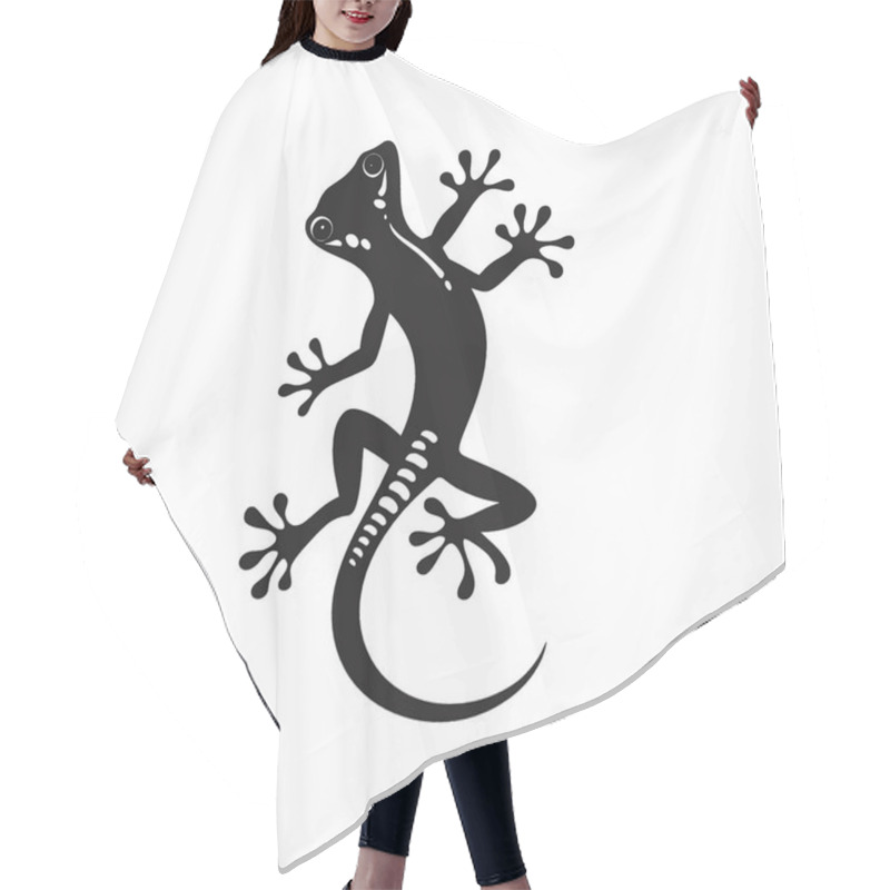 Personality  Leaf Tailed Gecko Silhouette,Clean Black And White Vector Silhouette Art. Hair Cutting Cape